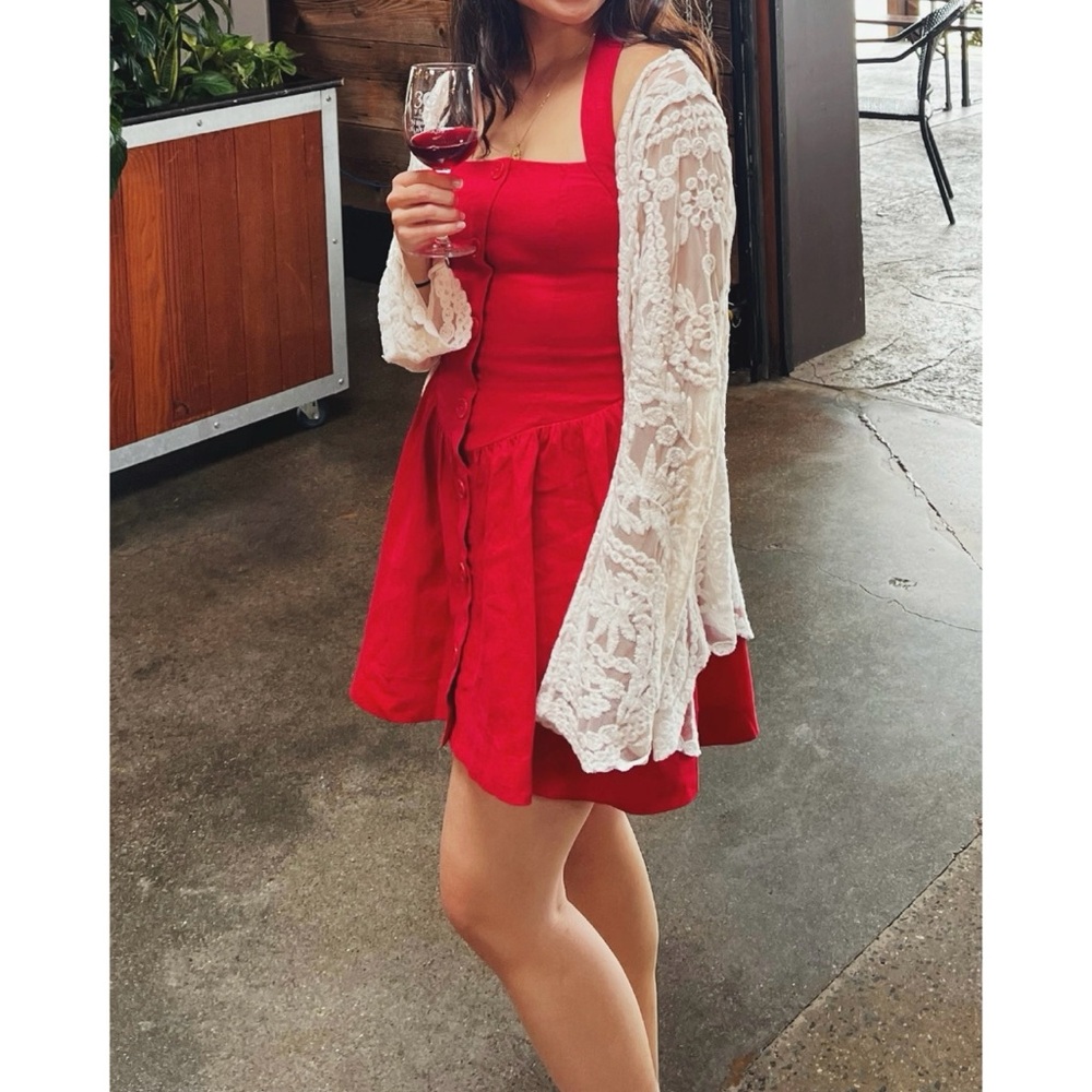 Reformation Mariela Linen Dress in Lipstick - Picture 6 of 12